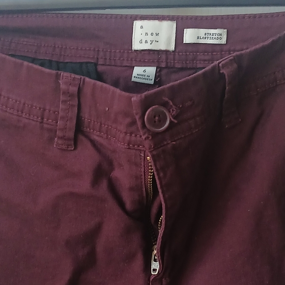 a new day Women's Burgundy Chinos Size 6 - Picture 3 of 4